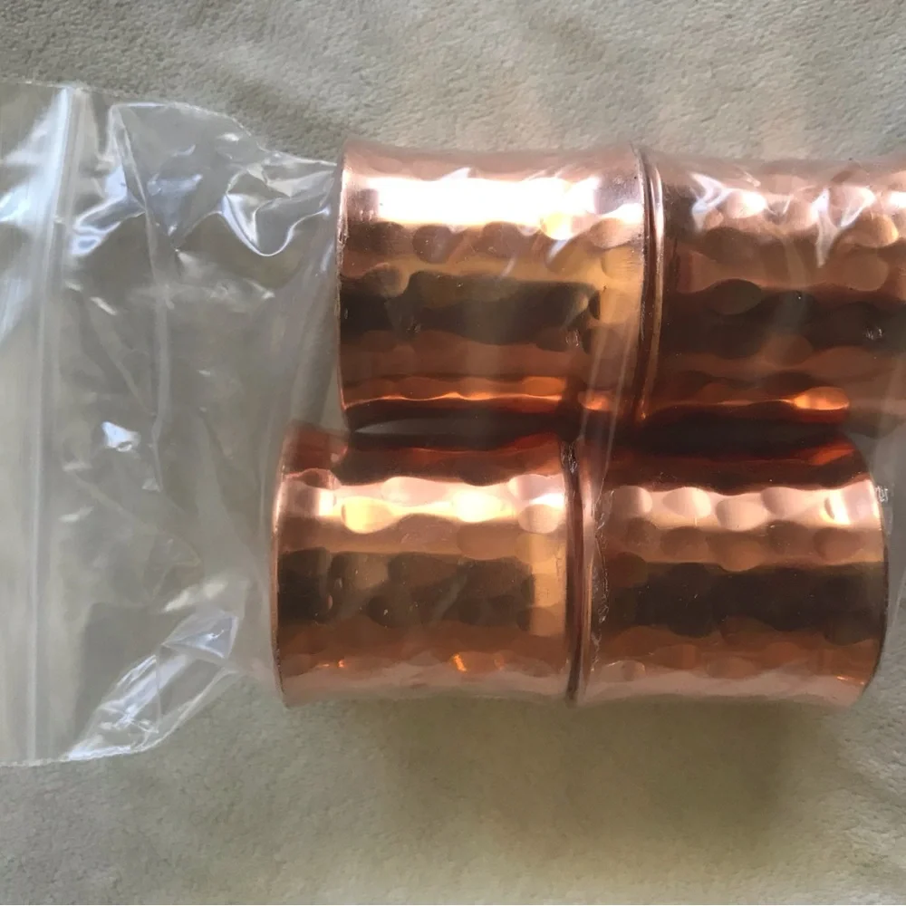Williams Sonoma Hammered Copper Napkin Rings - Rose Copper